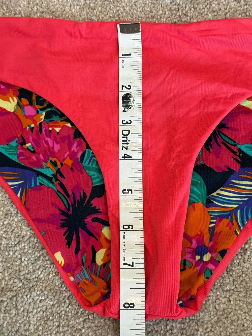 Mare Cheia Reversible Tropical Floral Bikini Set Coral Pink Women’s S/M Est